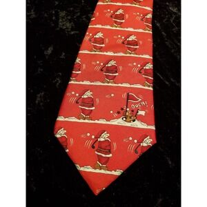 Andhurst Santa Claus Golfing Neck Tie Mens Red White Sport Novelty Holidays